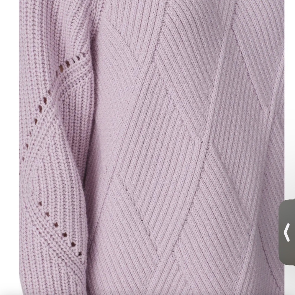 Rebecca Taylor basket-woven mock neck Lavender Knit Women's Sweater - Picture 5 of 9